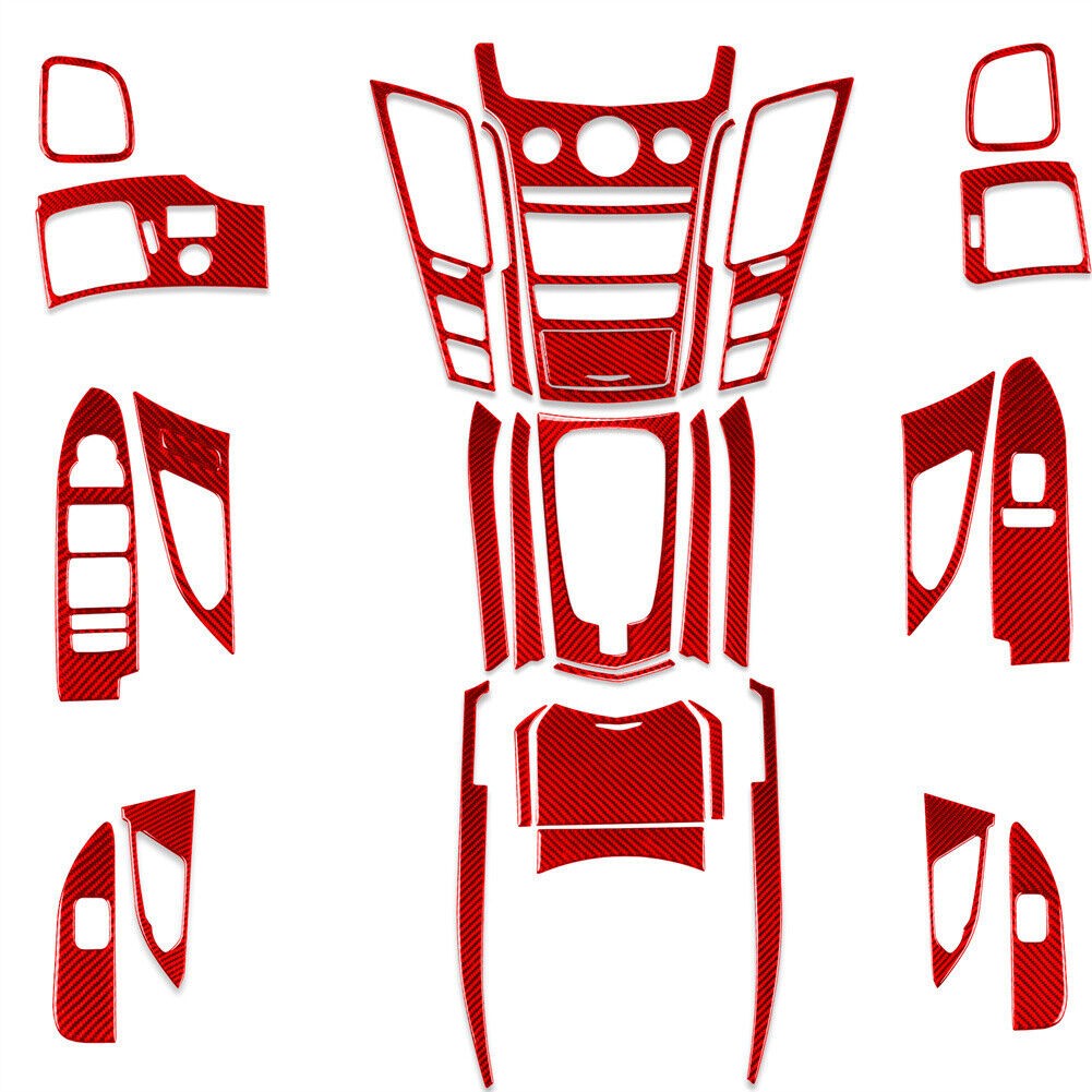 31pcs For Cadillac CTS 2008-2013 Red Carbon Fiber Whole Interior Trim Set NEW
