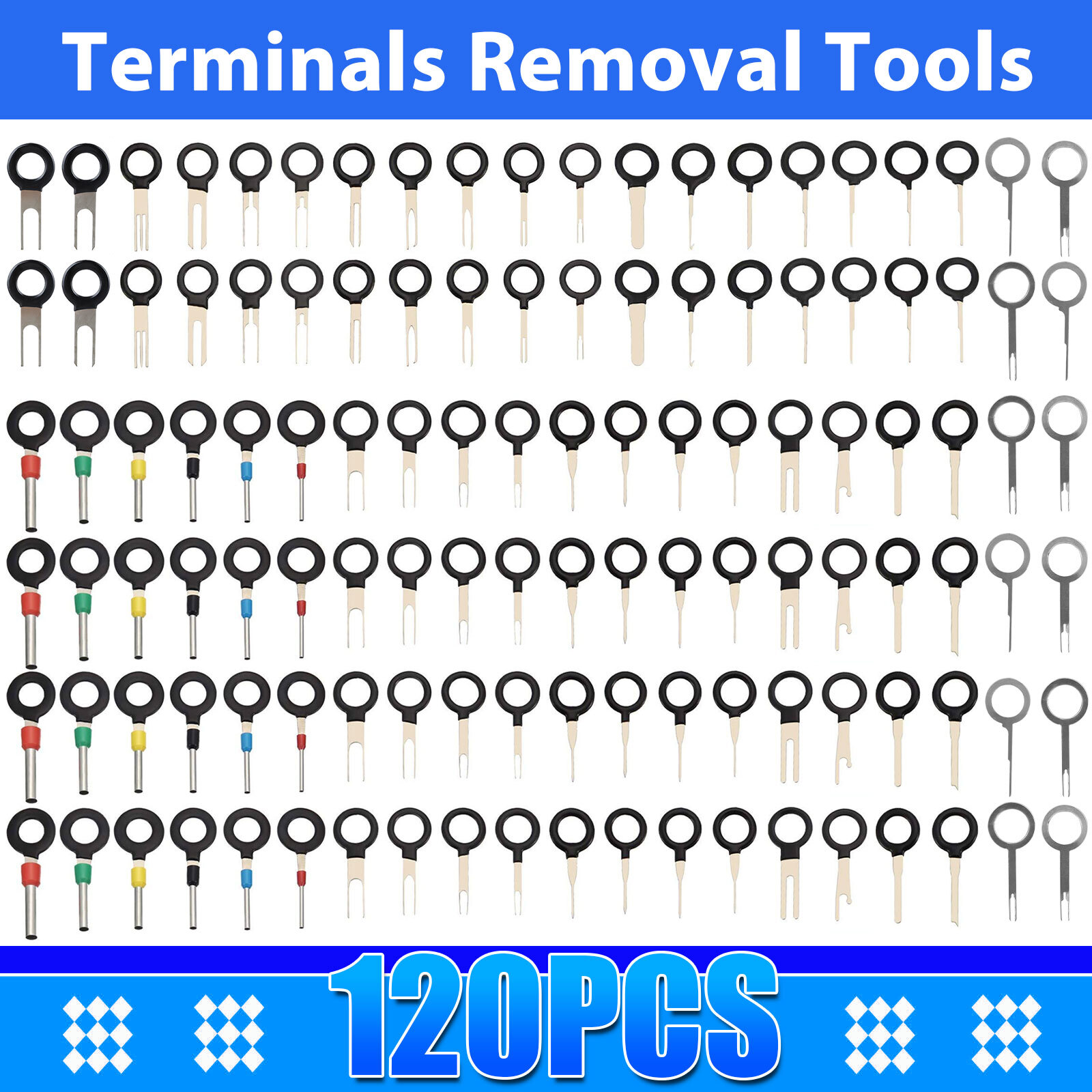 120pcs Car Terminal Removal Tool Kit Wire Connector Extractor Puller Release Pin