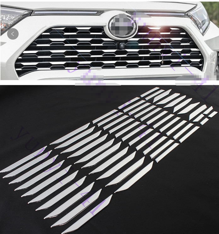 Stainless Steel Front Bumper Mesh Grille Decor Sticker For Toyota RAV4 2019-2022