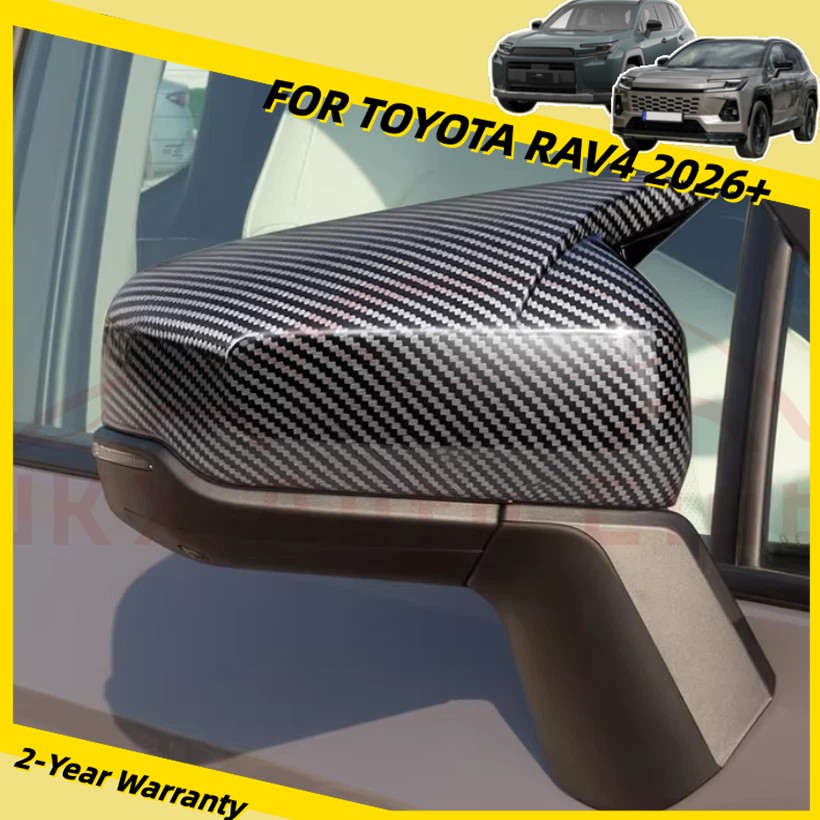 For Toyota RAV4 2026+ m 2Pcs Carbon Fiber OX Horn Rearview Mirror Cover Trim