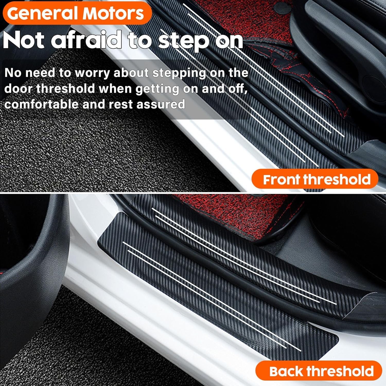 For Chevy 9PCS Door Sill Protector 2.8in Wide Custom Fit Anti-Scratch Guards Kit