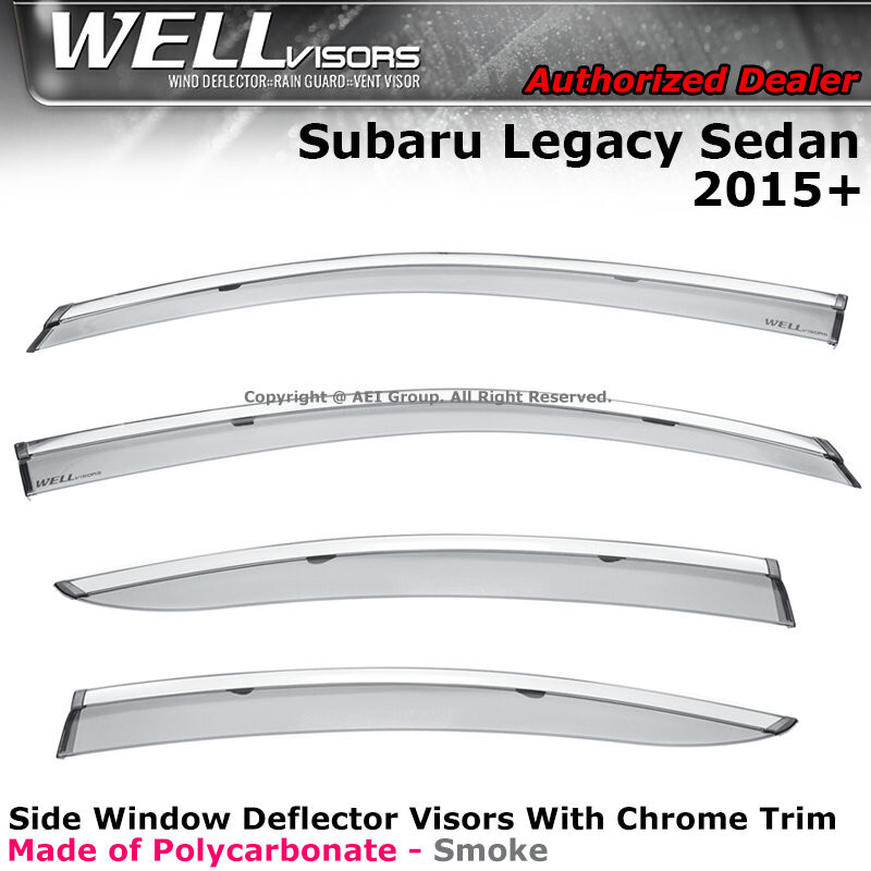 WELLvisors For Subaru Legacy 15-19 Sedan Clip on Deflectors Side Guard Chrome
