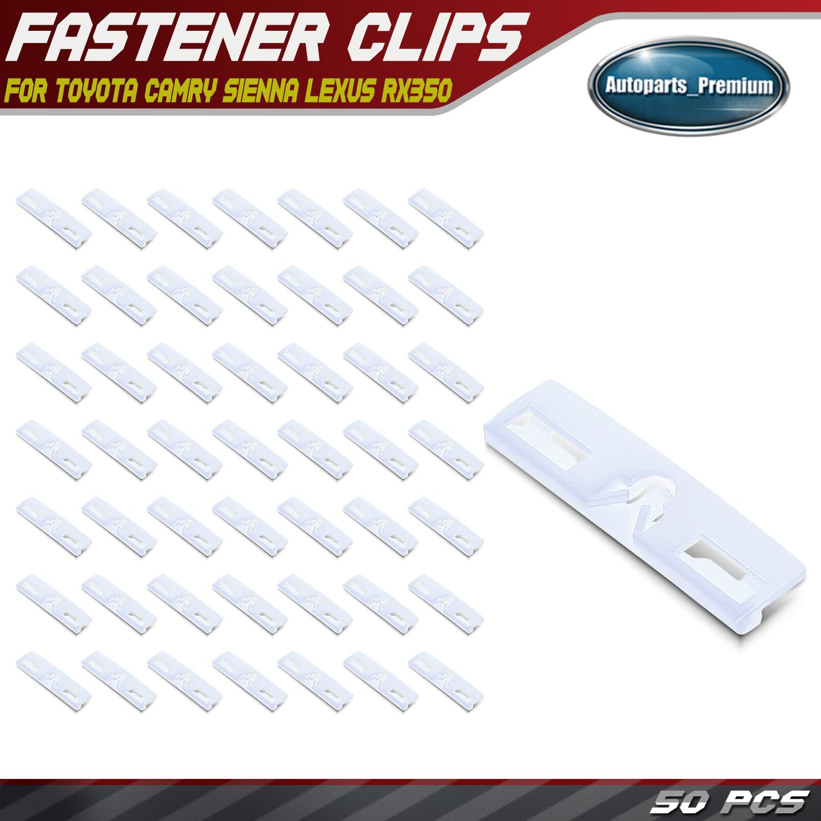 50Pcs 58mm Nylon White Windshield Moulding Fasteners Clip for Toyota Camry Lexus