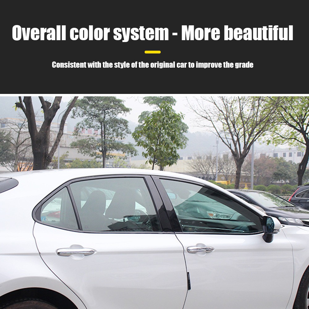 Glossy Black Chrome Delete Blackout Vinyl Window Trim For 2018-2024 Toyota Camry