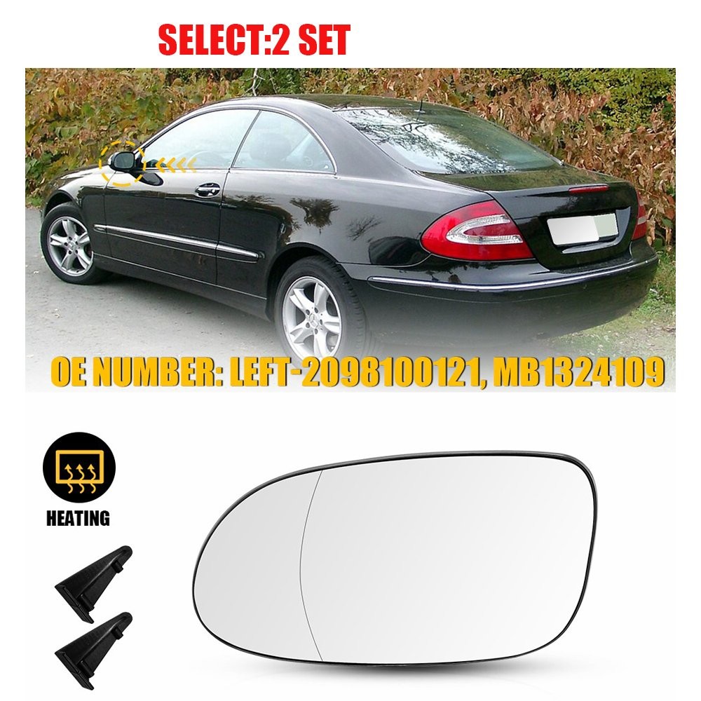 2098100121,Heated Mirror Glass for Mercedes Benz SL500 SLK230 SLK320 Left 1-10x