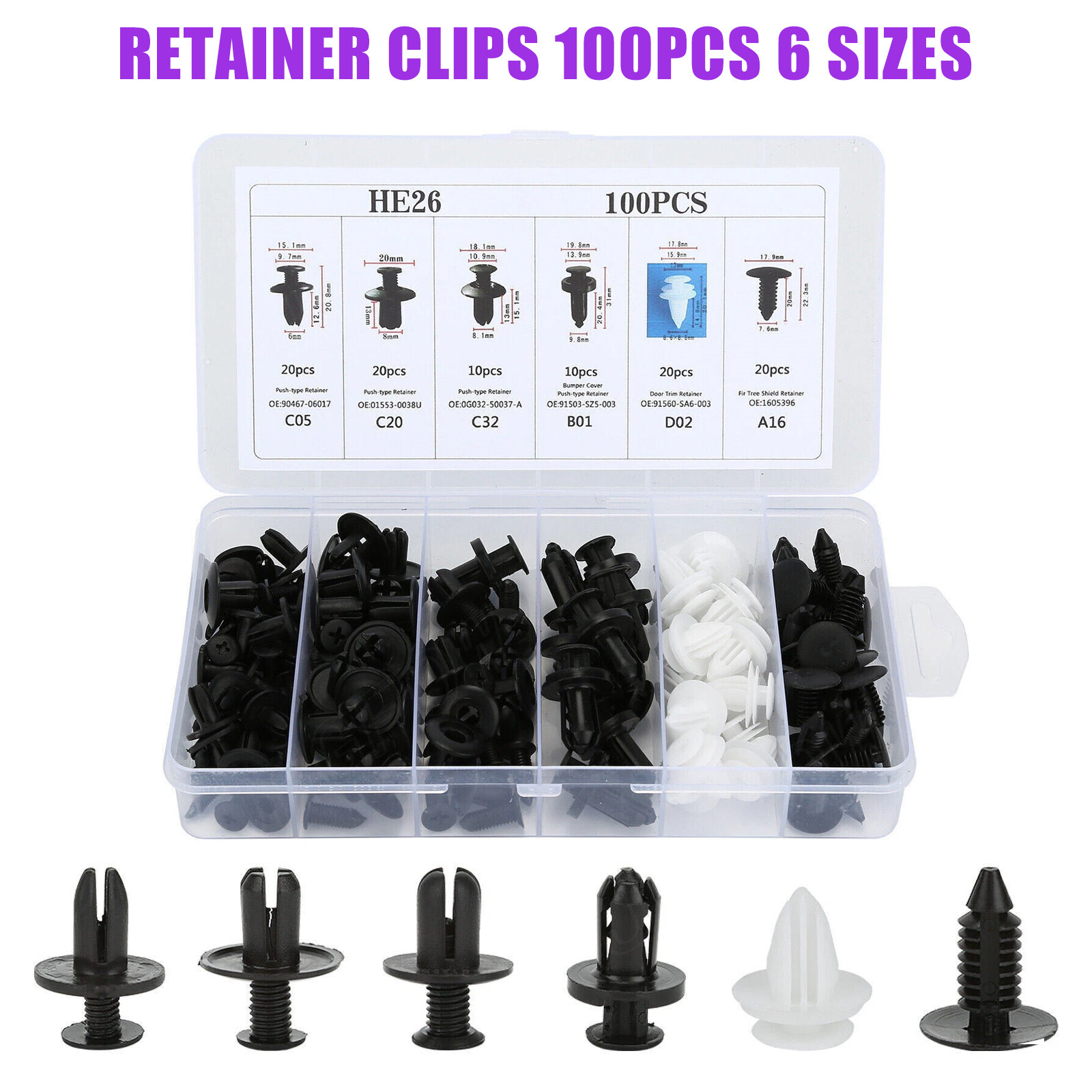 100x For RAM Dodge Fixing Fastener Kit Bumper Fender Liner Push Retainer Clips