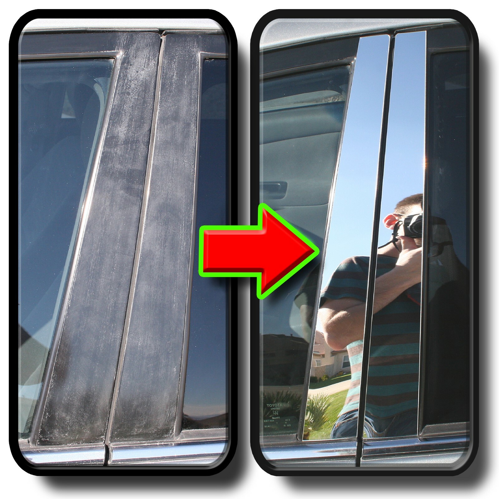 Chrome Pillar Trim for Chrysler 200 11-14 (4dr) 10pc Set Door Cover Post