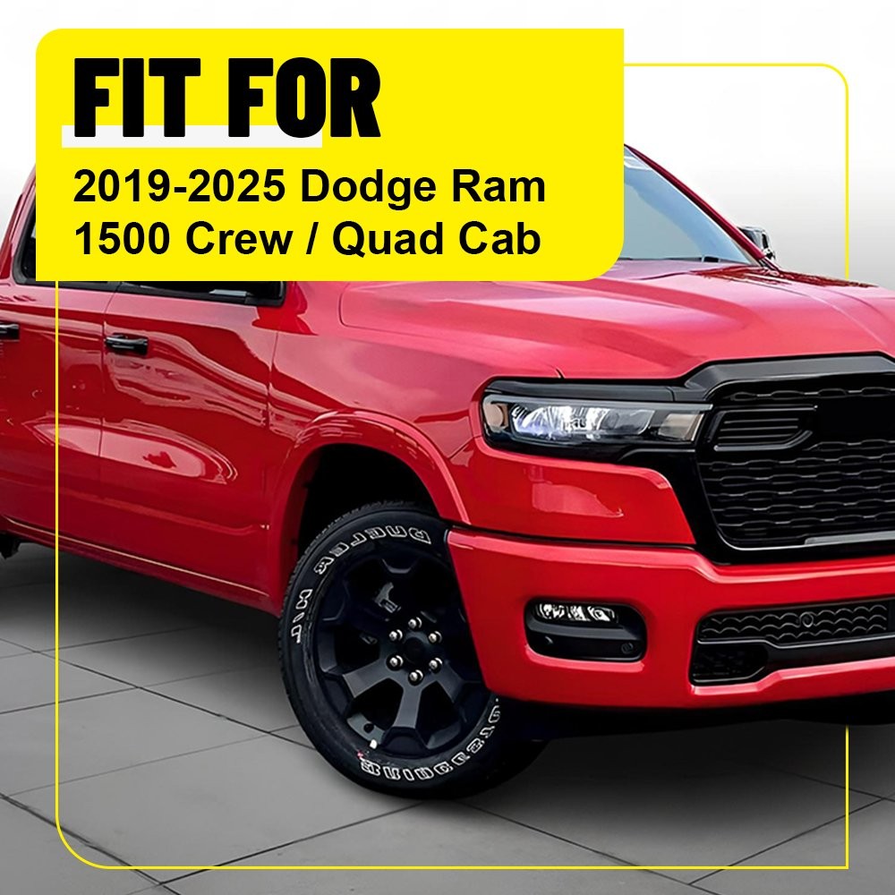 Gloss Black Door Window Pillar Post Cover Trim For 2019-2025 Dodge Ram 1500 4PCS