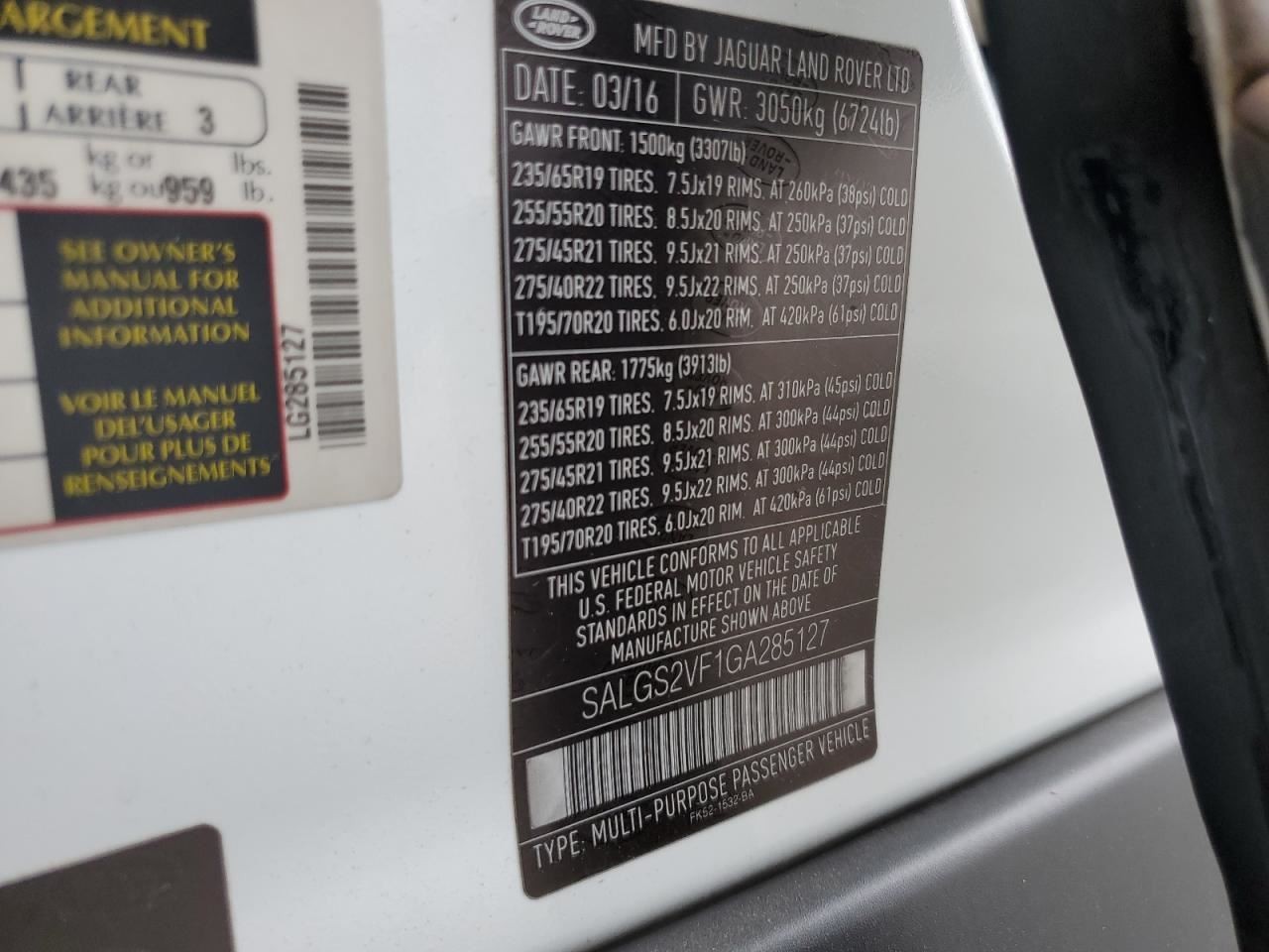 Driver Center Pillar Classic Style VIN G SWB 115″ Fits 13-22 RANGE ROVER 6342544