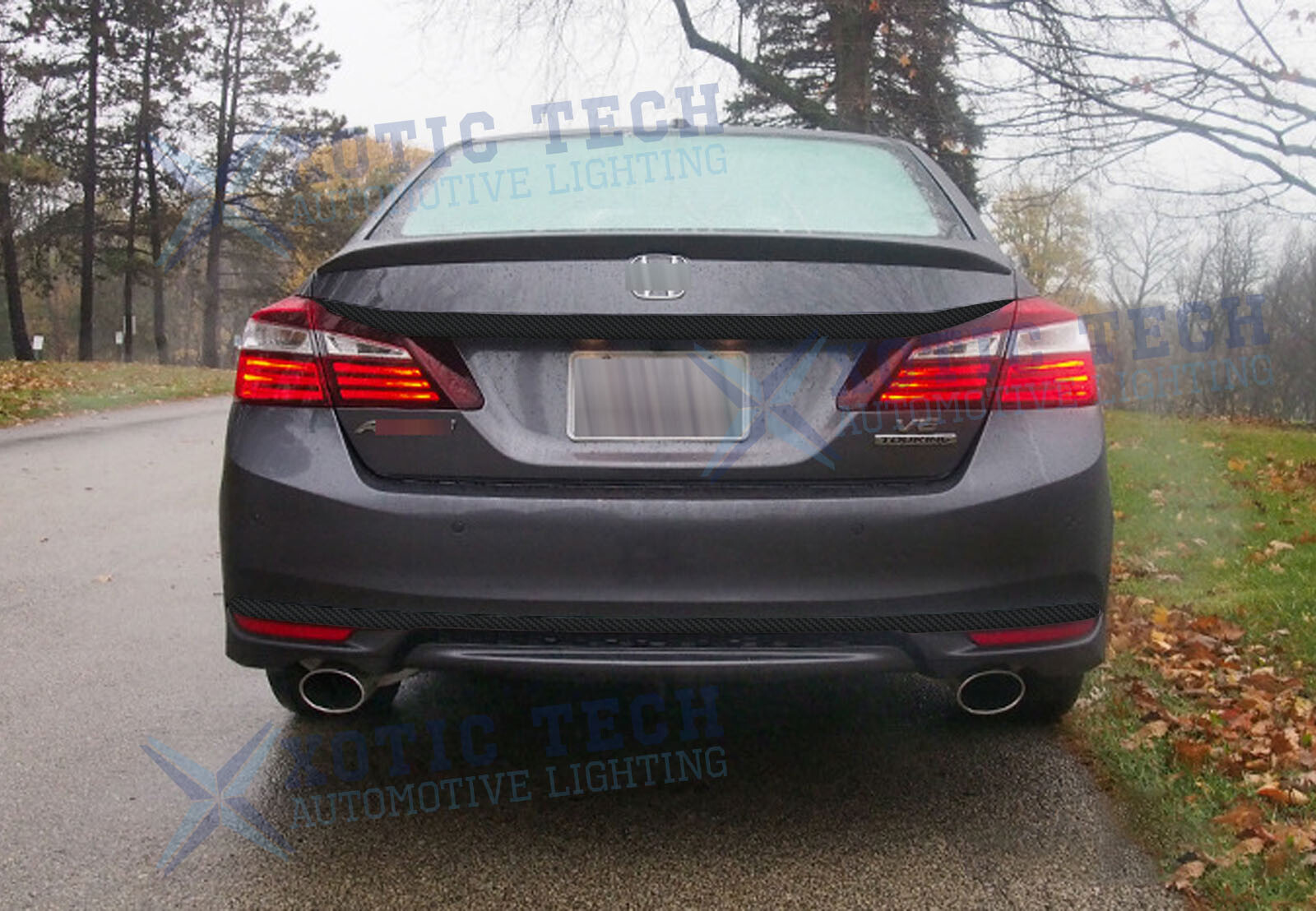 Chrome Delete Blackout Trunk Overlay For 2016 17 Honda Accord Sedan Carbon Vinyl