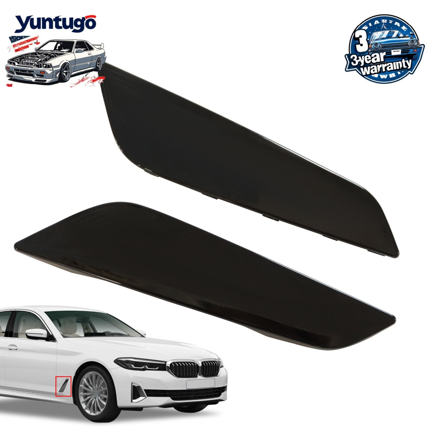 New LH & RH Side Black Fender Duct Trim Fits For BMW G30 5 Series 2017-2023 USA