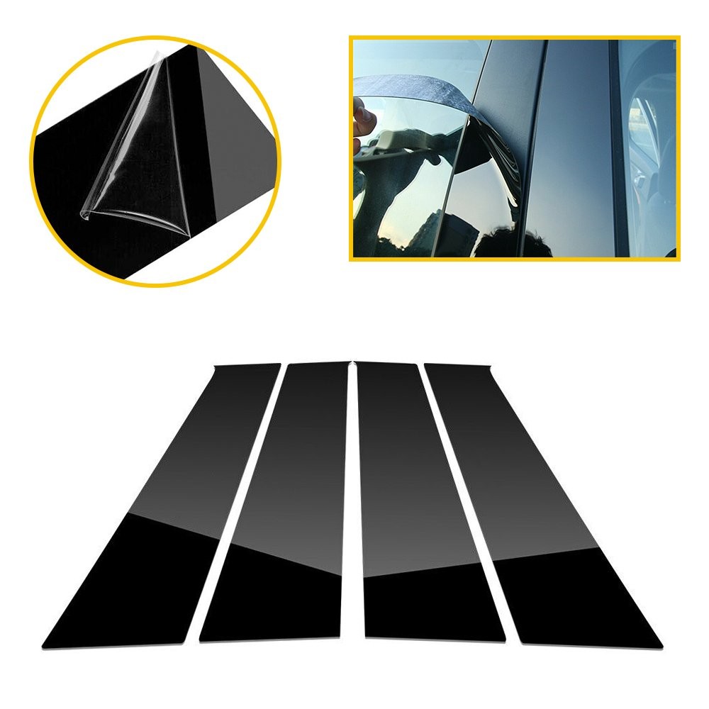 4-40 Gloss Black Door Window Trim For 2009-2018 Dodge Ram 1500 Pillar Post Cover
