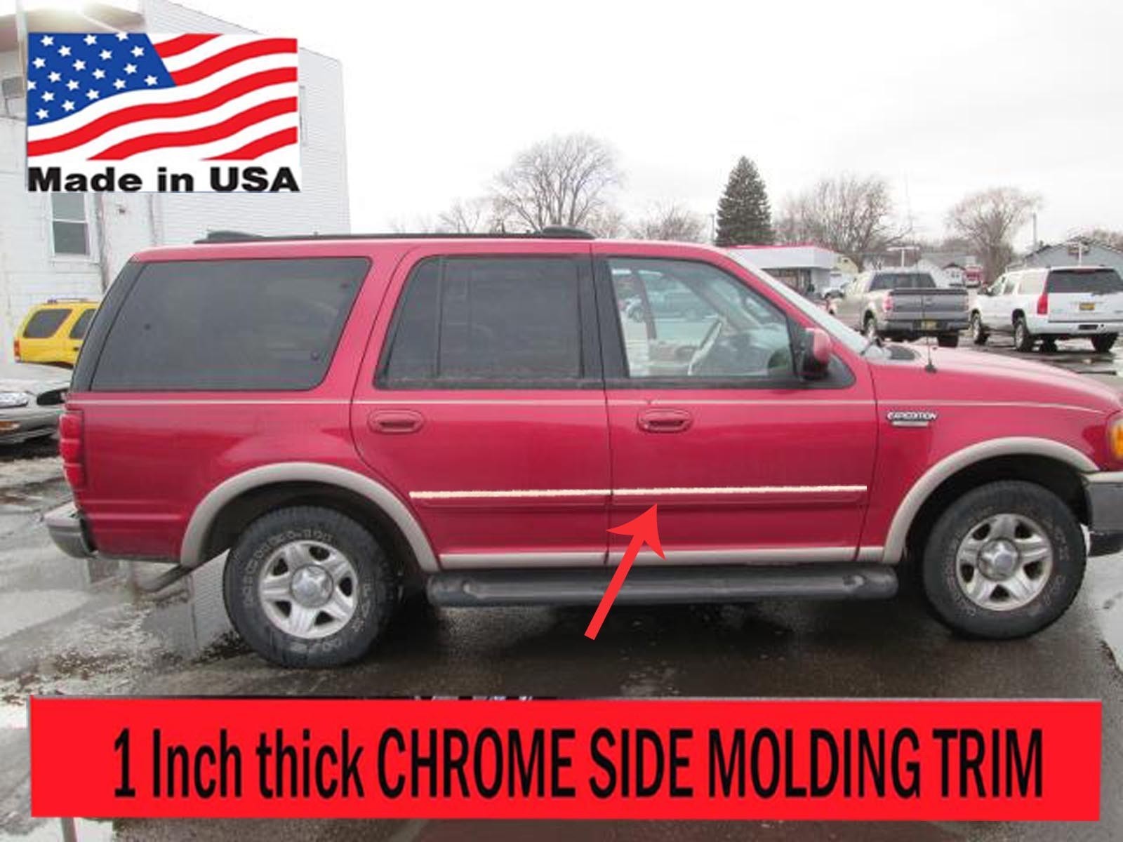 Flexible Chrome Side Door Molding Rocker Panel Trim Kit For Expedition 1997-2002
