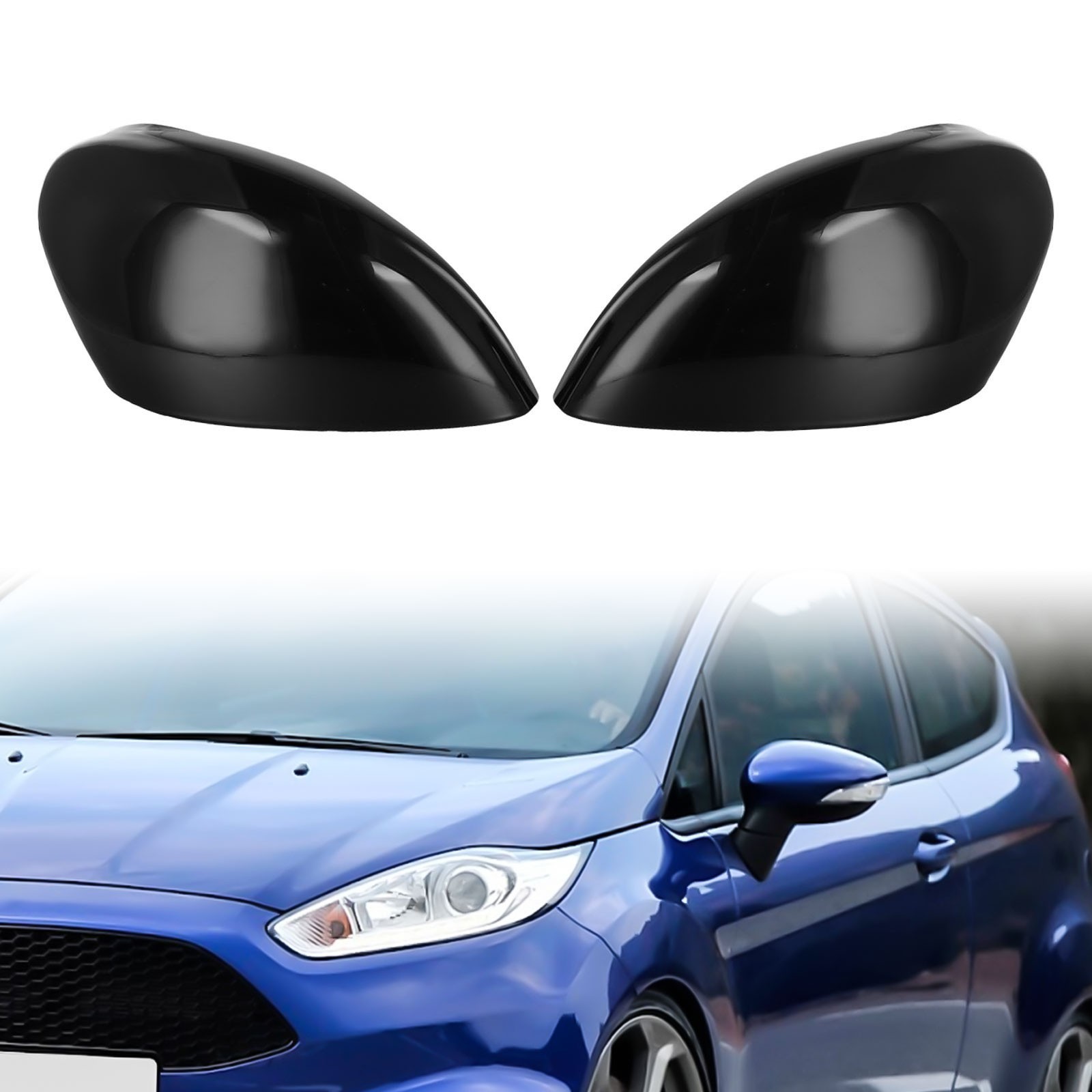 Gloss Black Mirror Cap Compatible with For Ford for fiesta MK7 Easy to Replace
