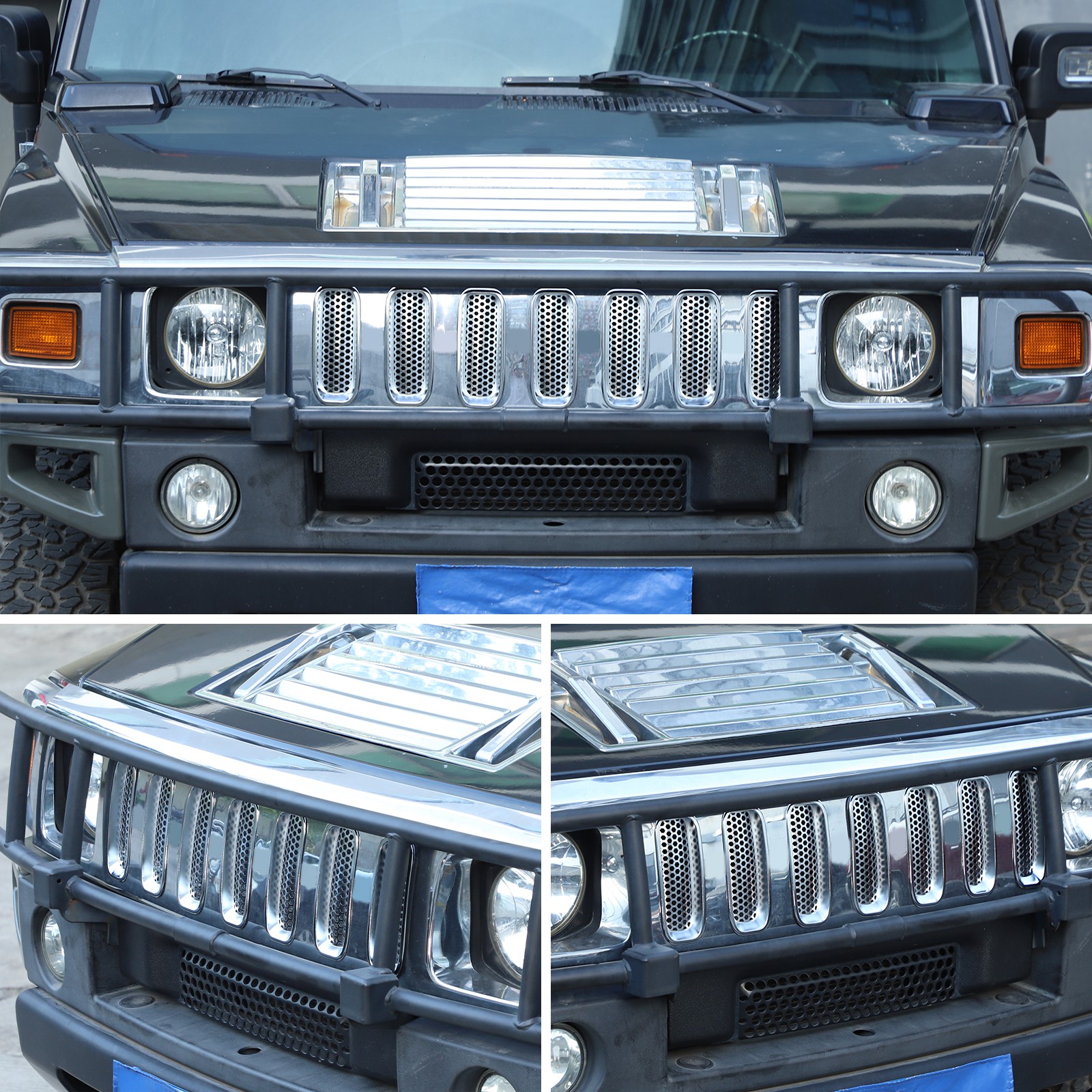 Silver ABS Front Grille Bug Screen For Hummer H2 2003-2009 US