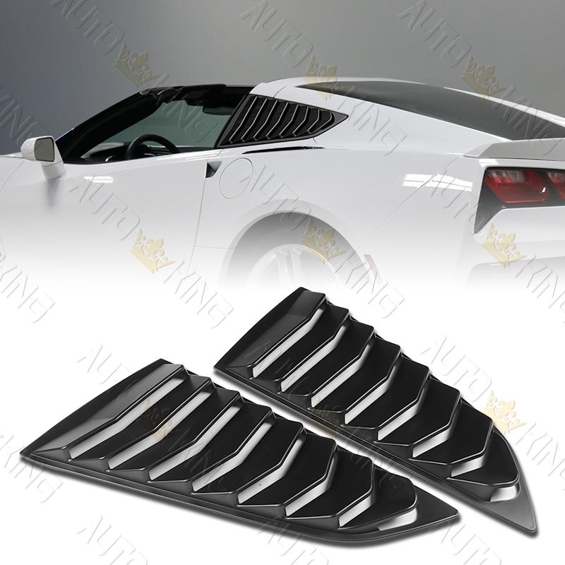 FIT 14-19 CORVETTE C7 COUPE MATT BLACK ABS 2PCS WINDOW LOUVERS SCOOP COVER VENT