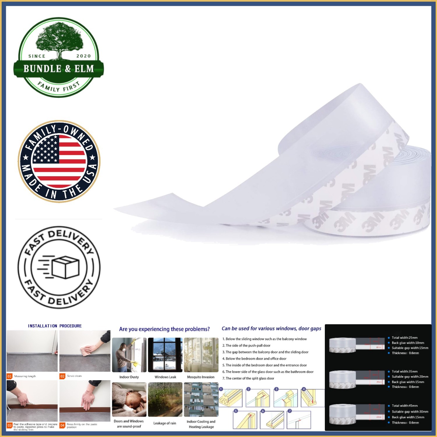 Adhesive Weather Stripping, 0.02 Inch Thick Silicone Tape for Draft Prevention