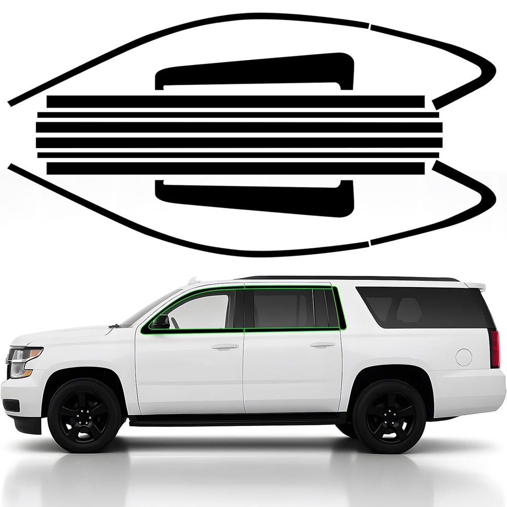 Side Window Trim Kits Chrome Delete Vinyl Wrap Overlay for 2015-2020 Chevy Tahoe