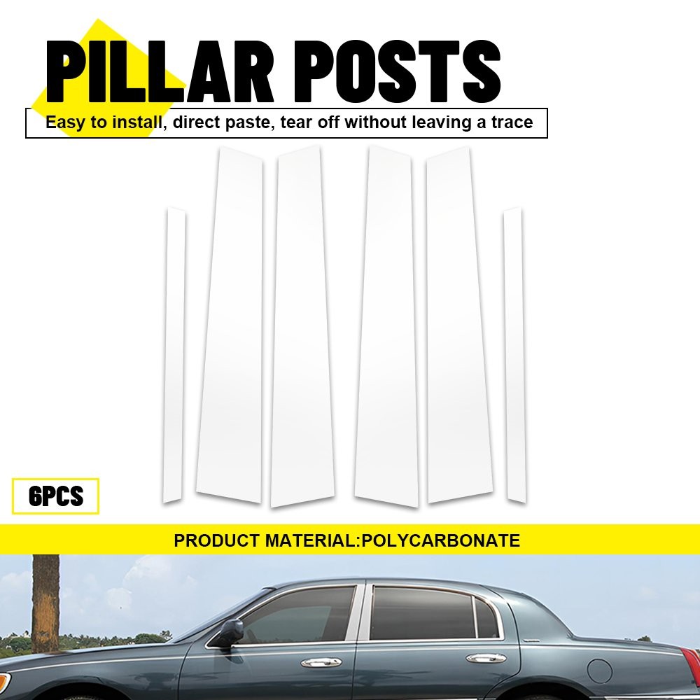6X Chrome Pillar Posts Door Trim Window Cover For Lincoln Town Car 1998-2011 I