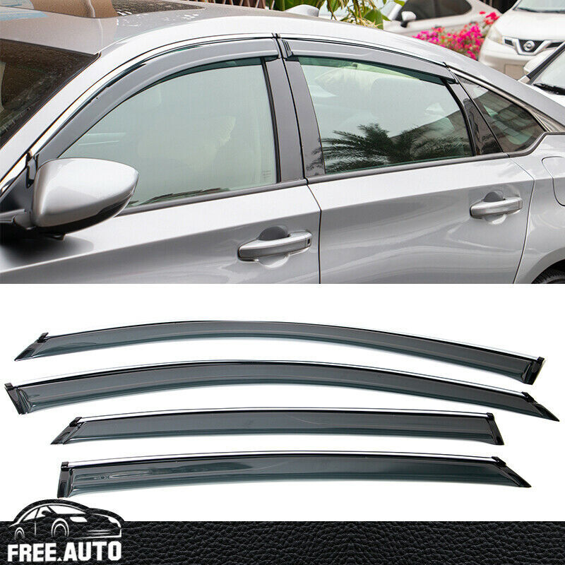 For 18-23 Honda Accord Sedan Window Visor Deflector Guard w/ Chrome Trim