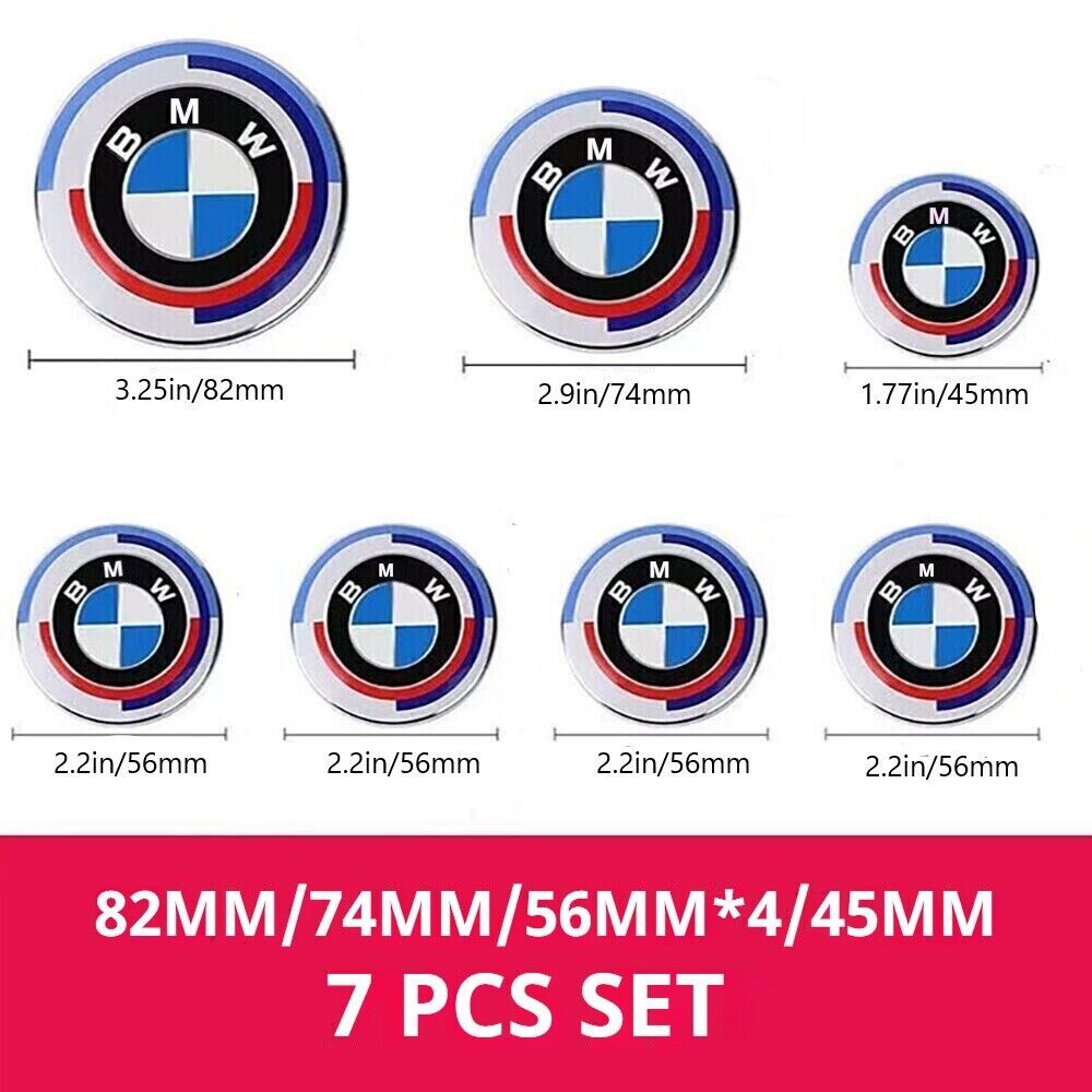 7PC 50th Anniversary Emblem Centre Caps Badges Set 74mm&82mm&4x56mm&45mm