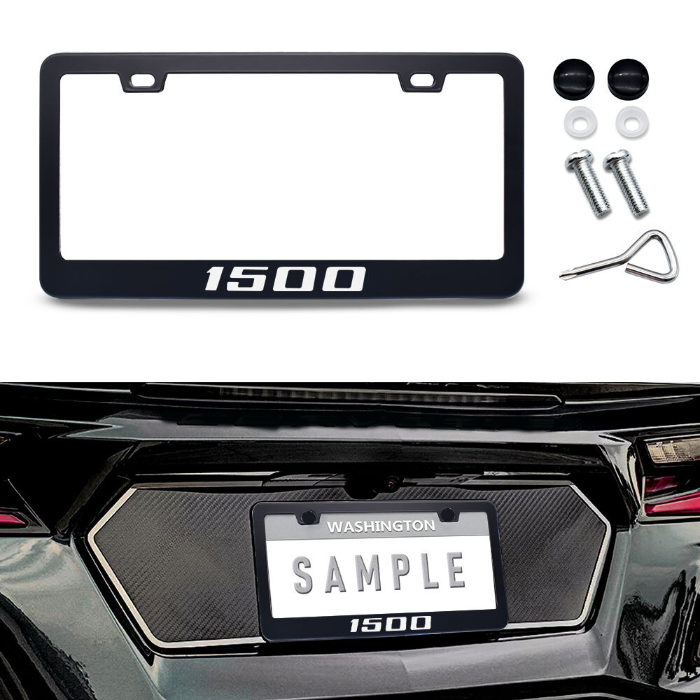 Metal License Plate Tag Frame Black Cover For Dodge Ram 1500 Crew Cab Pickup