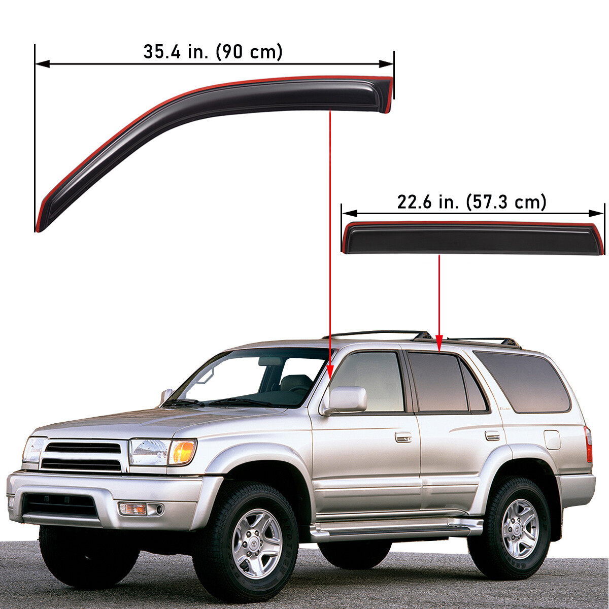 In-Channel Vent Shade Rain Guard Window Visor for 1996-2002 Toyota 4Runner
