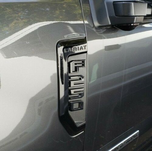 Pair Set L/R Side Fender “Lariat” Emblems Badges For 17-22 F250Truck Black
