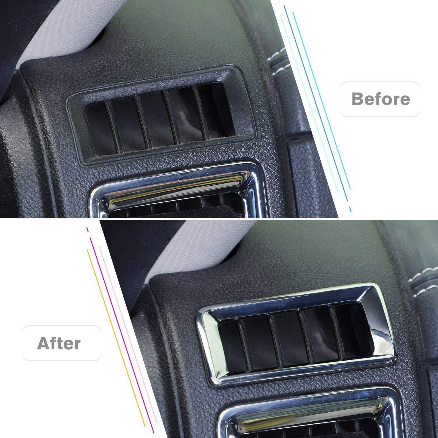 Chrome Center Console Air Vent Outlet Trim Decor Frame for Dodge Ram 1500 10-17