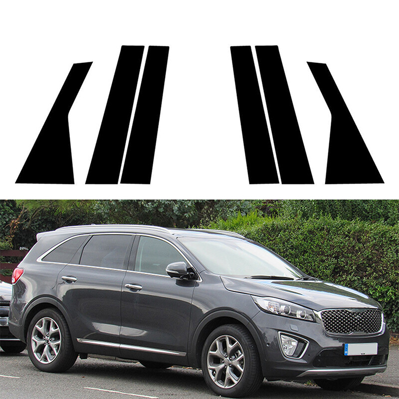 Gloss Black Pillar Posts Door Window Trim Cover Kit For Kia Sorento UM 2015-2020