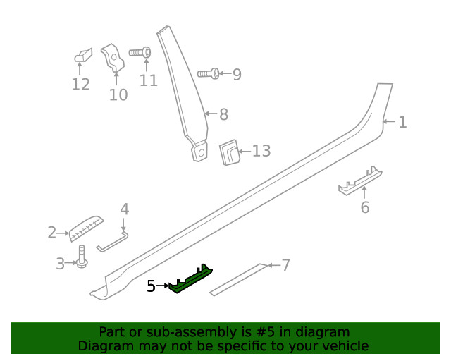 Genuine Audi Rocker Panel Molding Cap 4G8-853-445-GRU
