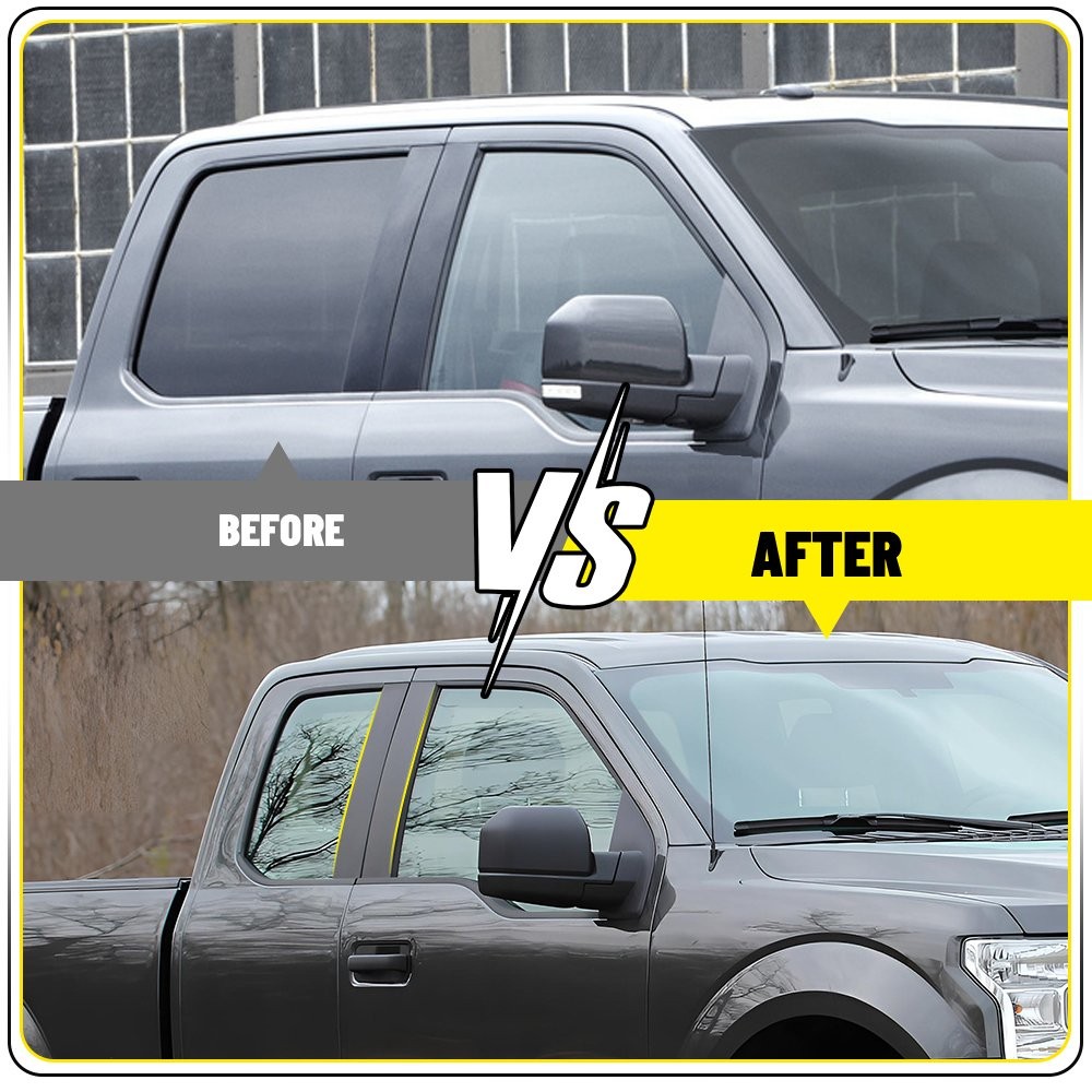 4x Glossy Black B Pillar Post Door Covers Trim For 15-21 Ford F-150 with Keypad