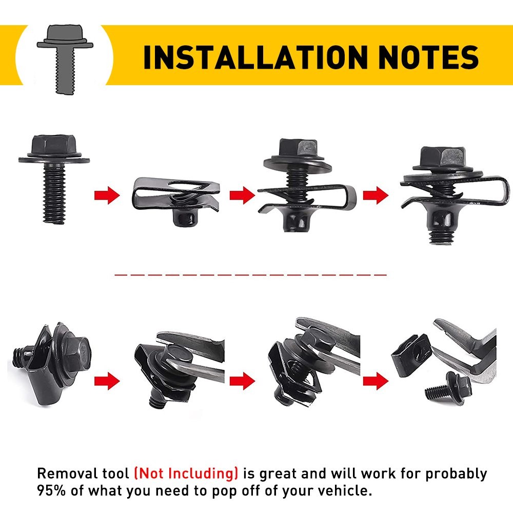 For Toyota Body Bolts & U-nut Clips Engine Under Cover Splash Shield Guard EOE