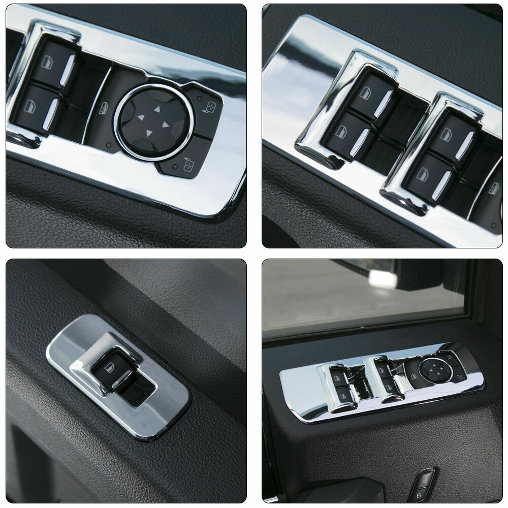 4x Car Window Lift Panel Switch Trim Decor Cover fit for Ford F150 2015+ Chrome