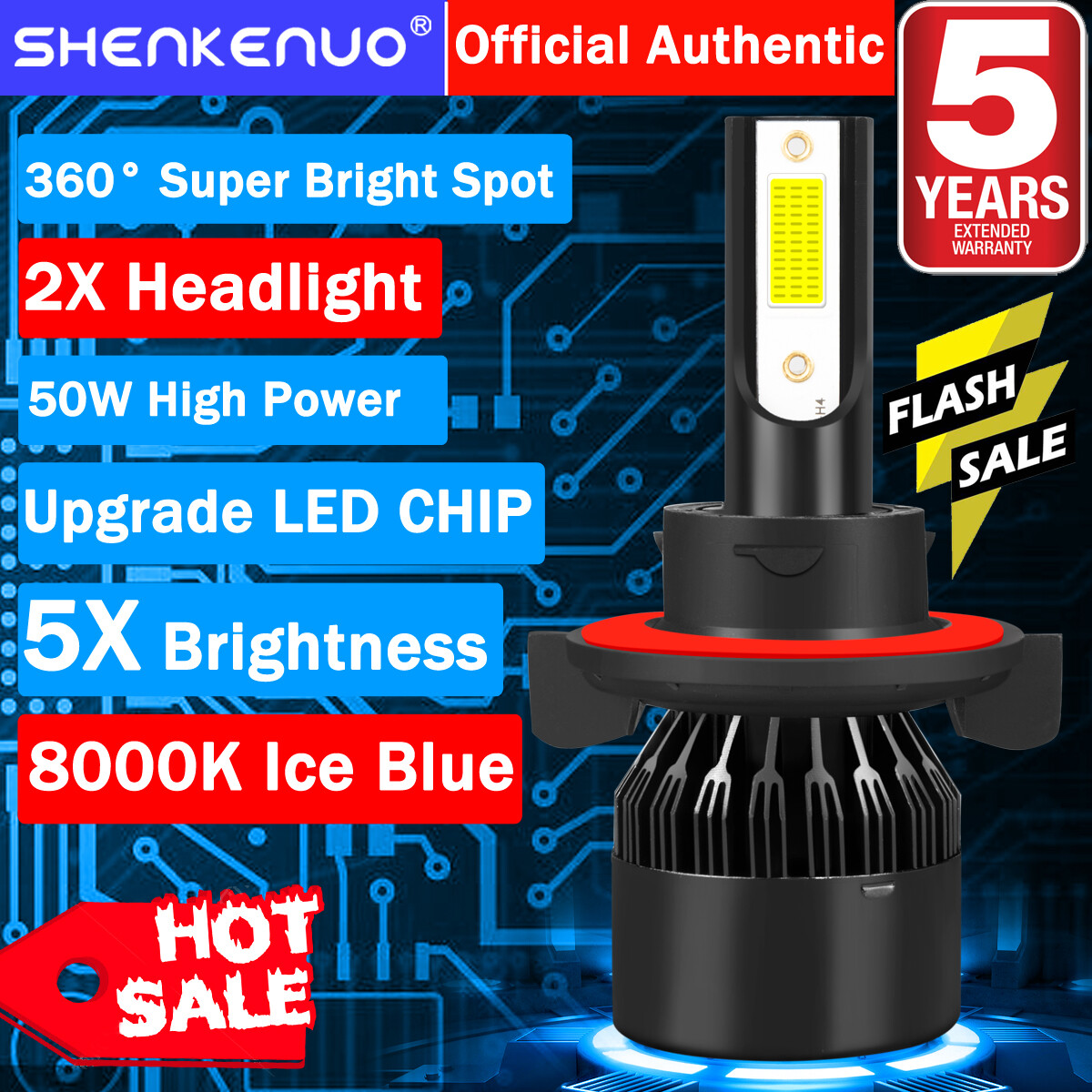 For Ford Explorer Sport Trac 2007-2010 Upgrade COB 8000K H13 LED Headlight Bulbs