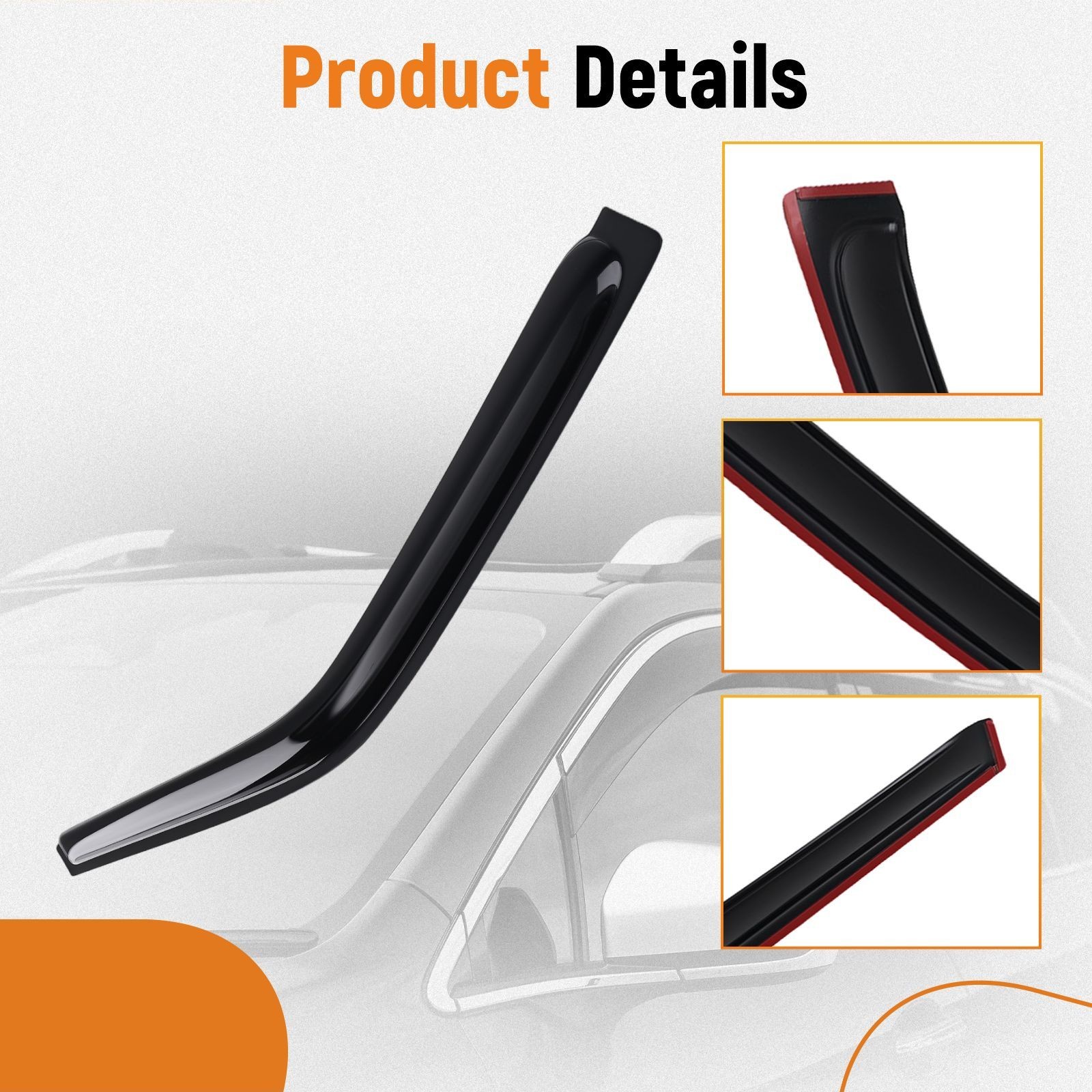 Window Rain Guard Vent Visor for Nissan Frontier Crew Cab 2005-2020 Black