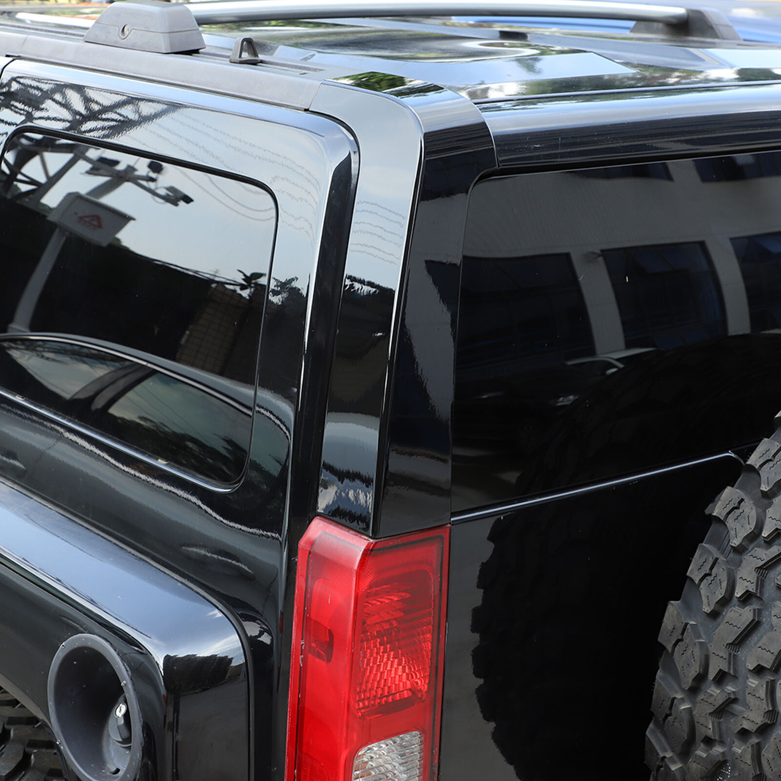 Glossy Black Rear Side D-Column Car Accessories Cover For Hummer H3 2005-09
