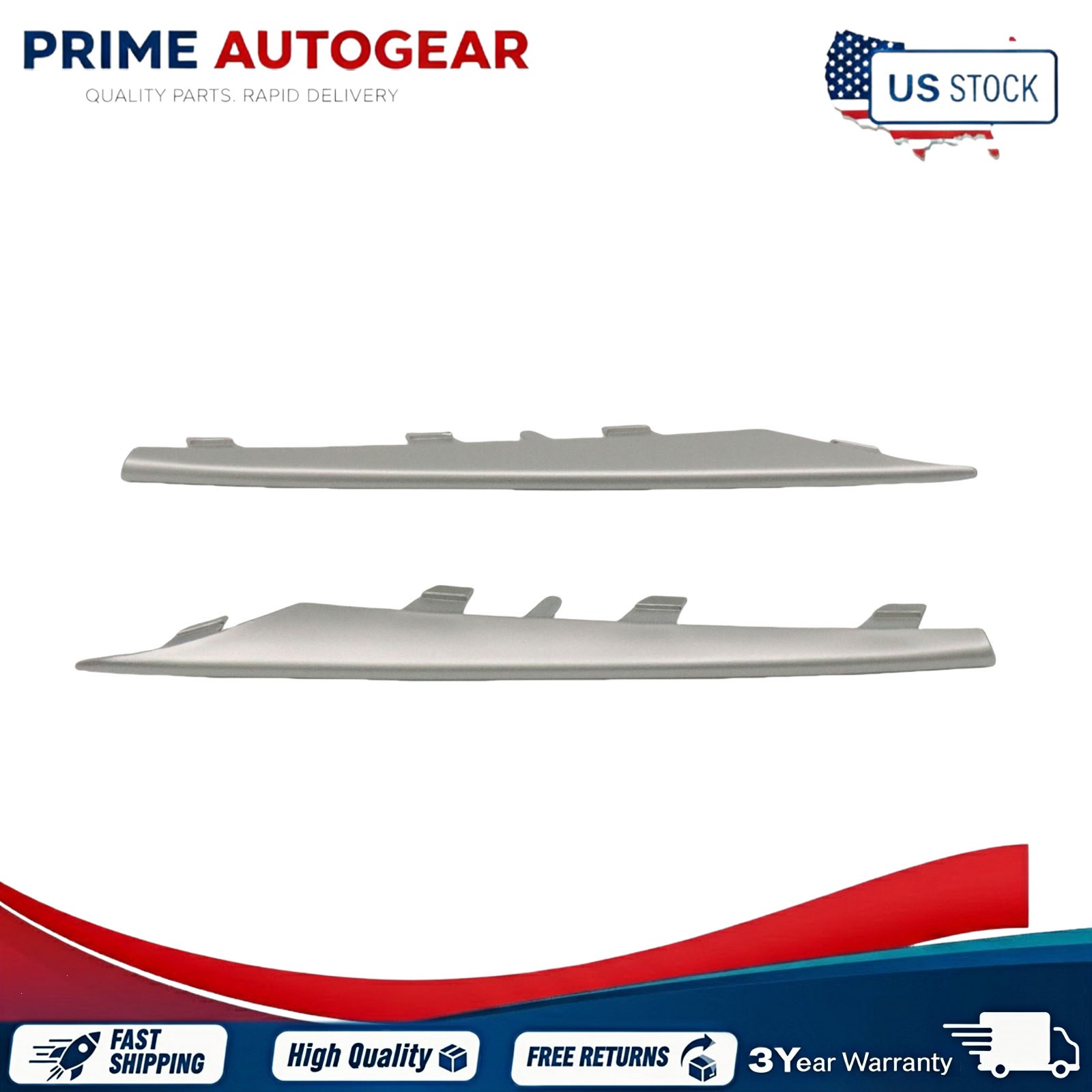 Pair Front Bumper Trim Set Driver and Passenger Side Silver For 2011-2013 BMW X5
