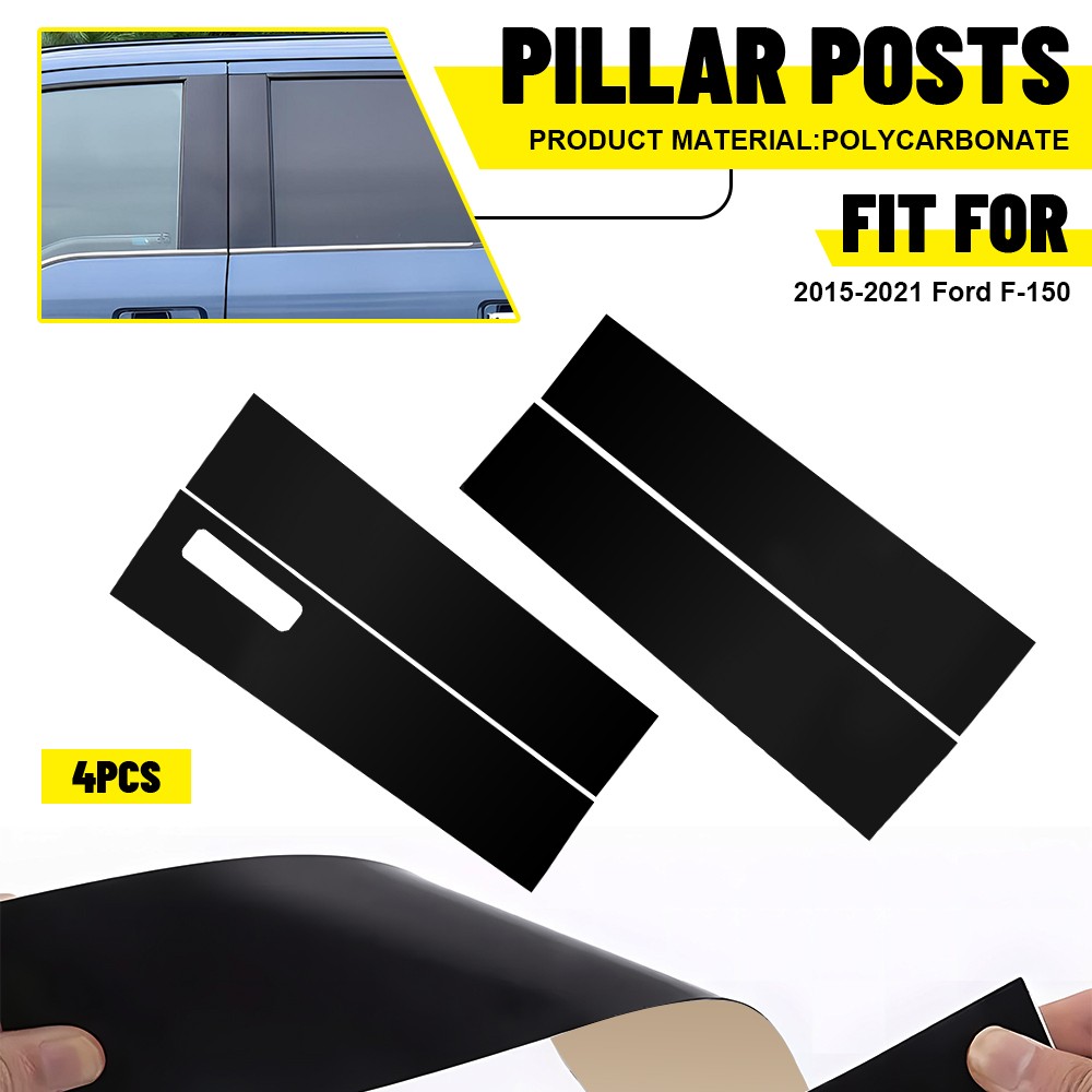 4x Window Posts Pillar Trim For 15-2021 Ford F-150 with Keypad Accessories Black