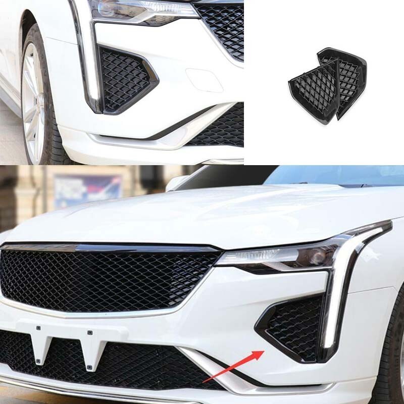 For Cadillac CT4 Front Fog Light Glossy Black Honeycomb Grille Repalce 20-2023