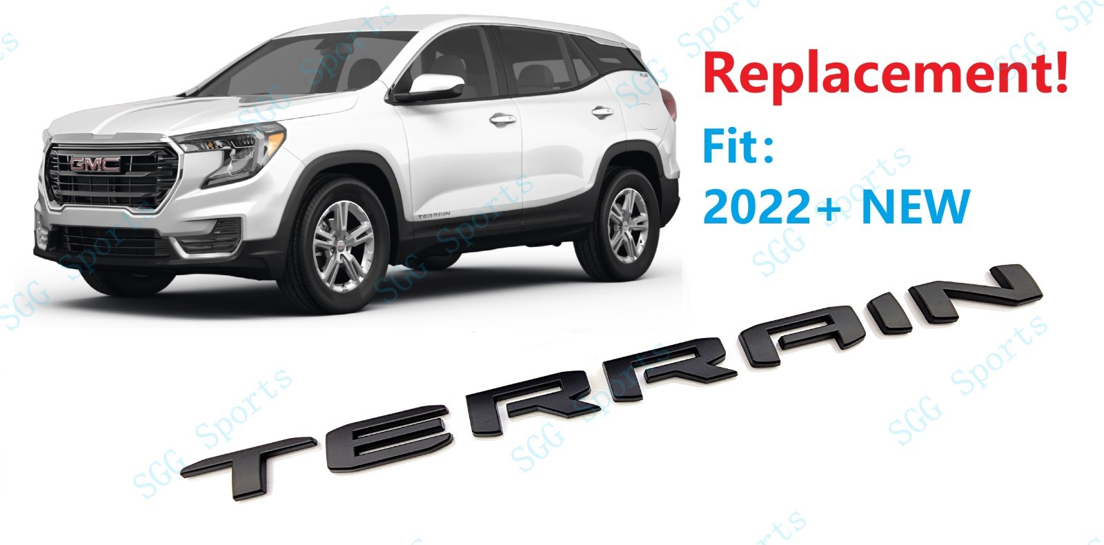 1PC Matte Black Door Rear Tailgate Terrain Emblem Letter 2022 & Up Terrain