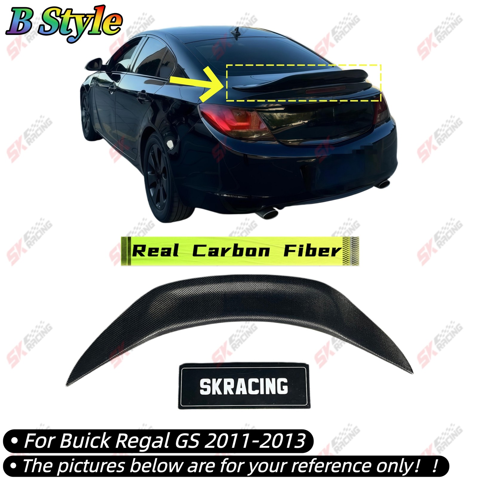 Fits Buick Regal 11-13 14-17 18-20 Forged/Carbon Fiber/Glossy Rear Spoiler Wing
