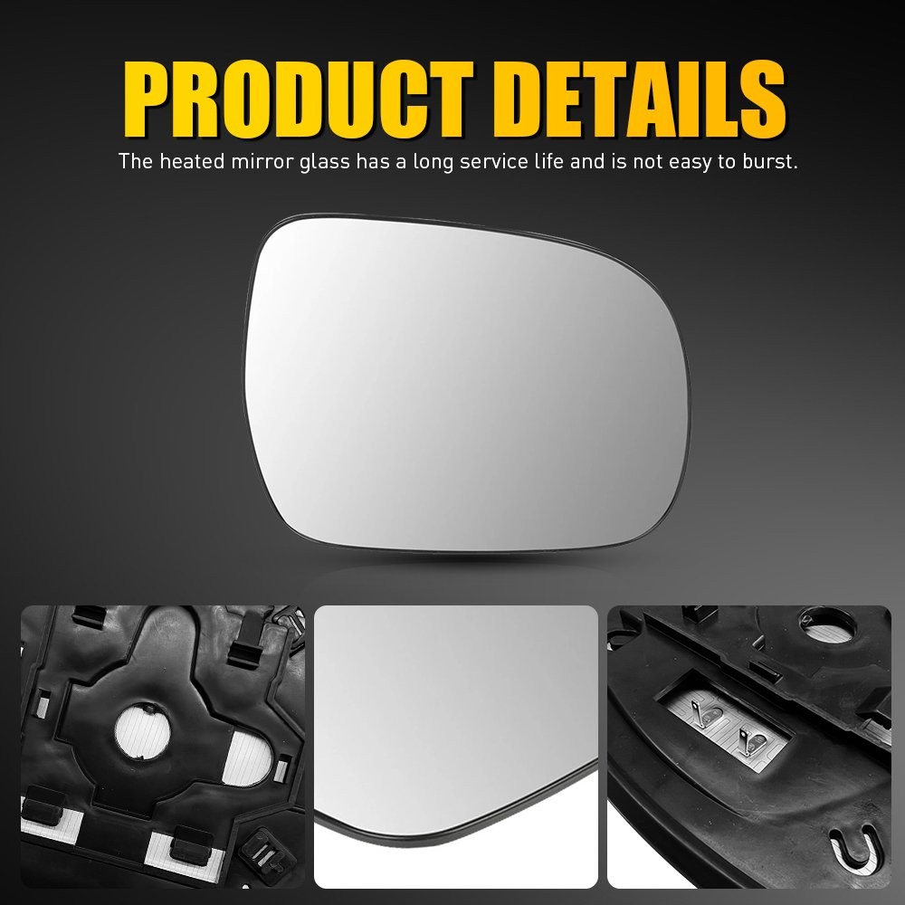 Heated Mirror Glass with Backing Plate Fit Toyota Tacoma 2005-11 Passenger 1-10
