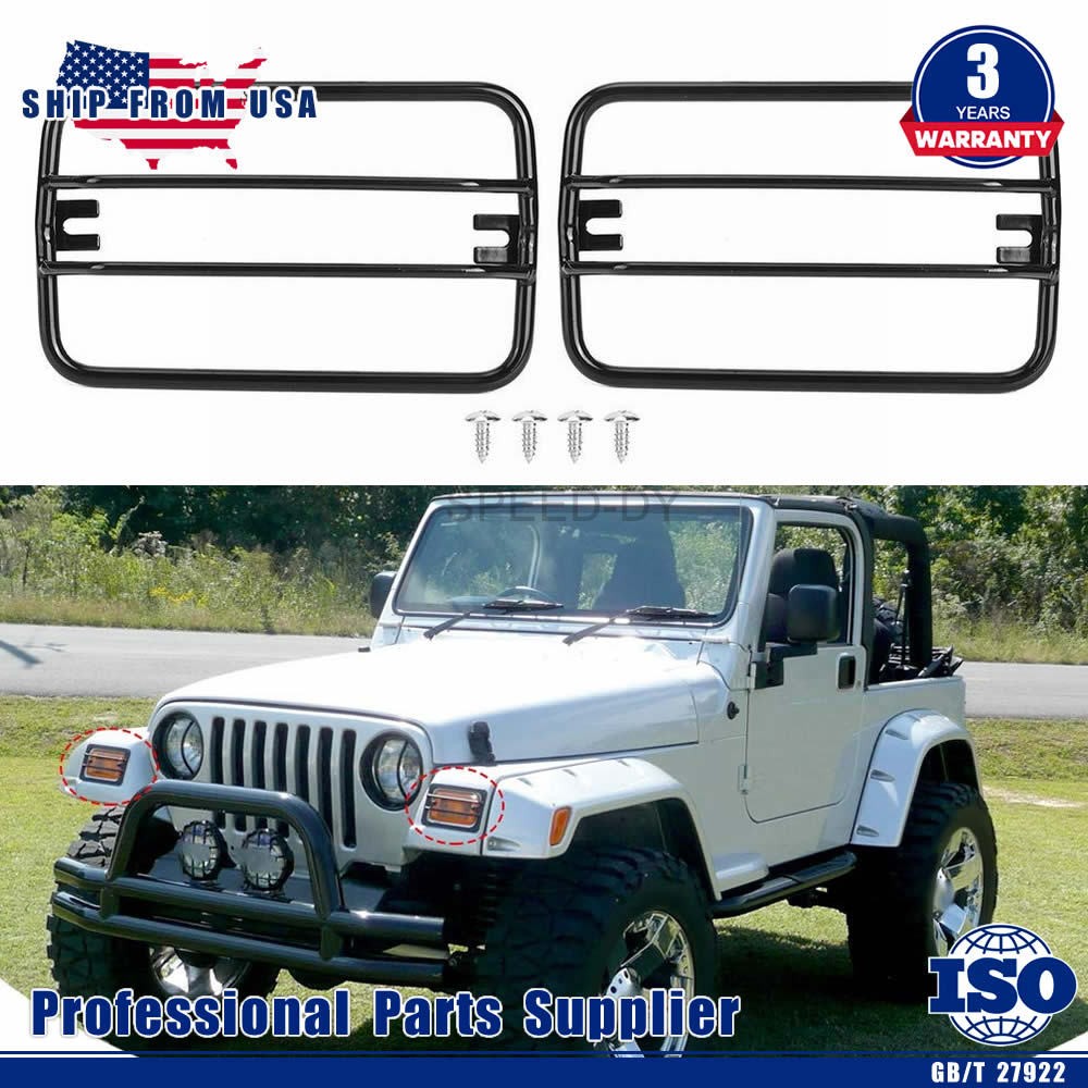 Front Bumper Side Turn Signal Light Guard Cover Fit Jeep Wrangler TJ 1997-06