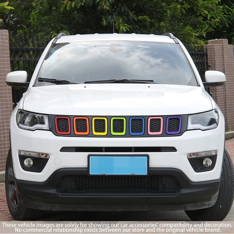 Seven Colors ABS Front Grille Inserts Mesh Cover Trim For Jeep Compass 2021 2022
