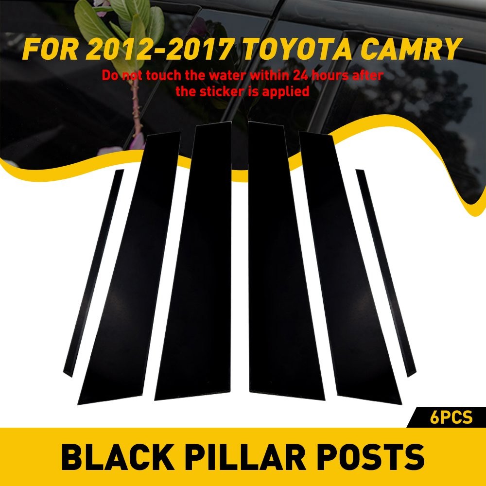 6x Piano Gloss Black Pillar Post Door Trim Window Cover For Toyota Camry 2012-17