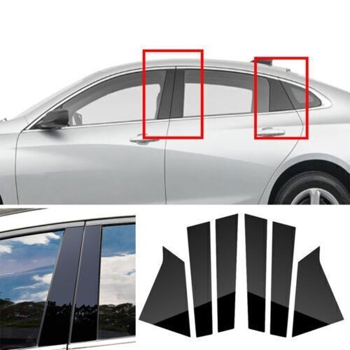 For Chevy Malibu 2016-2023 Gloss Black BC Pillar Panel Window Trim Covers 6pcs