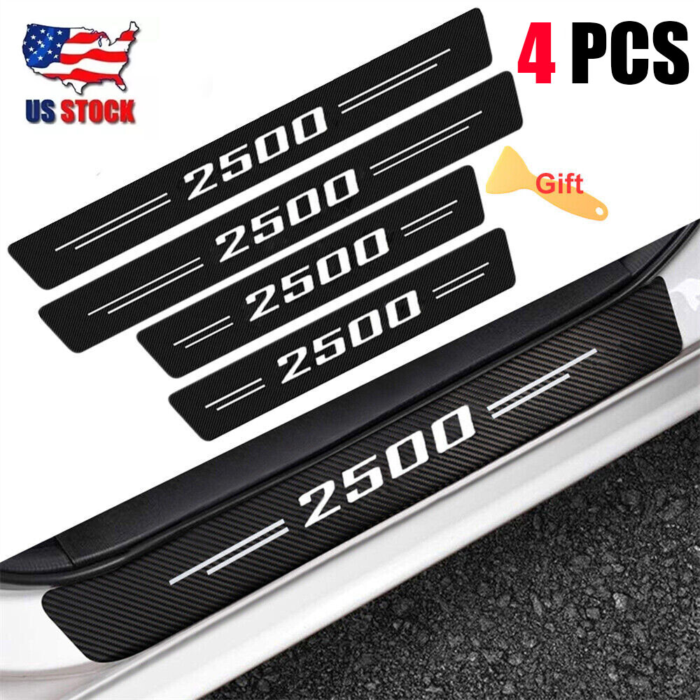 For Chevrolet Silverado 2500 HD Carbon Fiber Cab Door Sill Plate Protectors 4Pcs