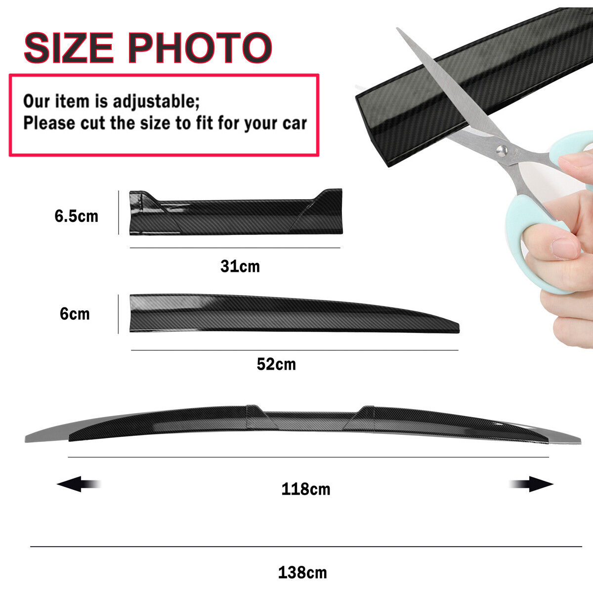 Carbon Fiber For Acura ILX TLX Sedan Adjustable Rear Trunk Spoiler Lip Roof Wing