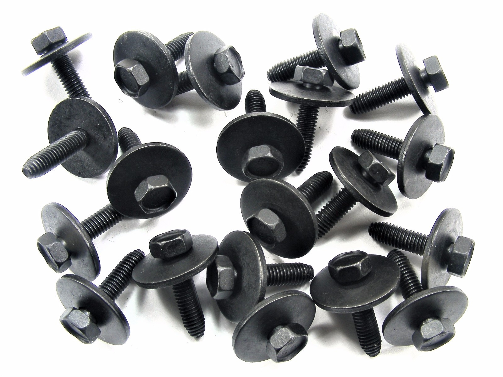 Toyota 6mm Body Bolts- M6-1.0 x 25mm Long- 10mm Hex- 24mm Washer- 20 bolts- #163